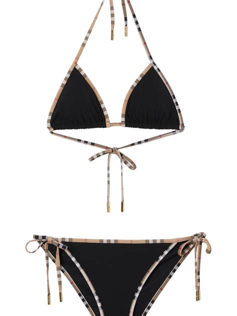 burberry thongs|Check Trim Triangle Bikini in Black .